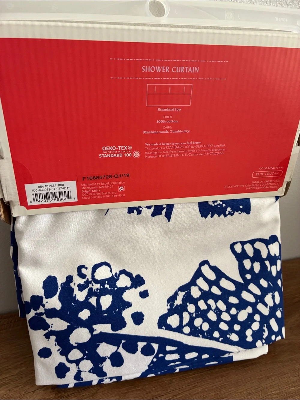 Opalhouse Target Blue Toucan Shower Curtain 72x72 Tropical Cotton NIP